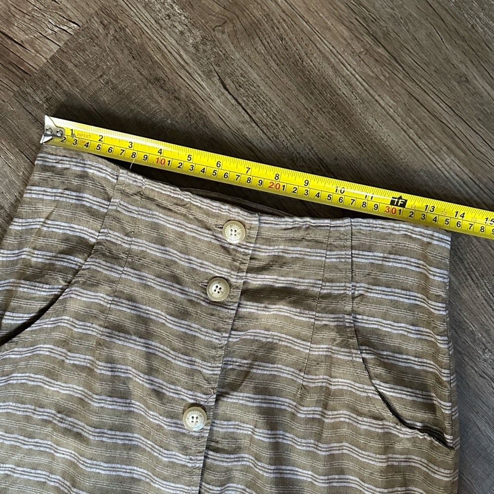 Chic brown white full Button-Down Striped Pencil … - image 8